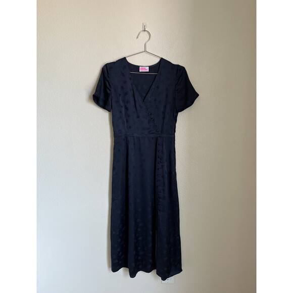 From Future Women's Silk Faux Wrap Midi Dress in Navy Size 36/SMALL - Picture 1 of 6